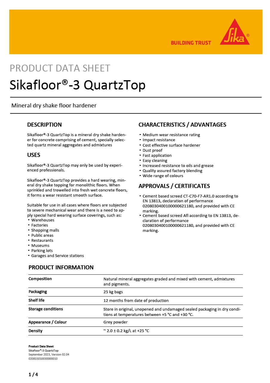 Sikafloor®-3 QuartzTop