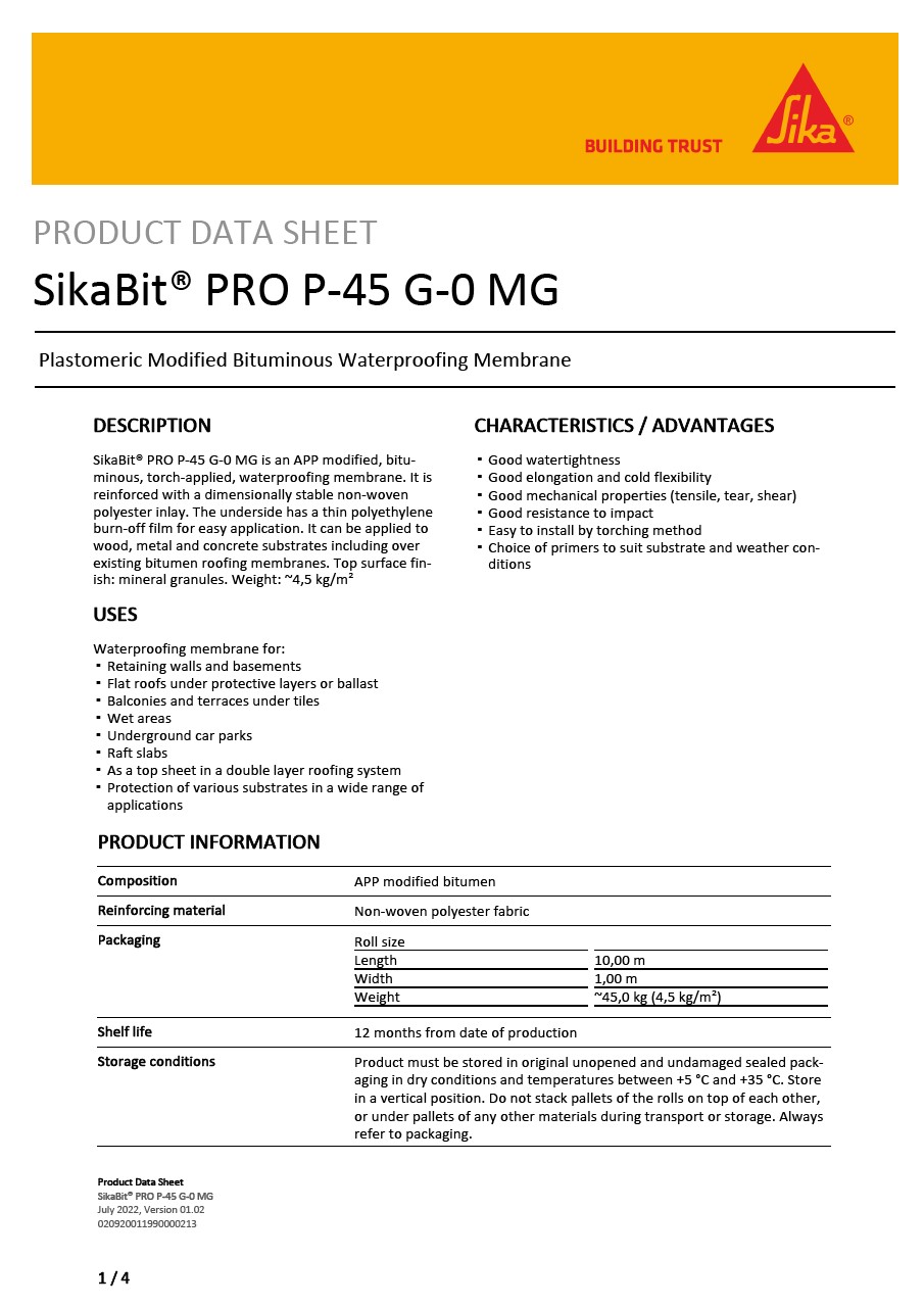SikaBit® PRO P-45 G-0 MG