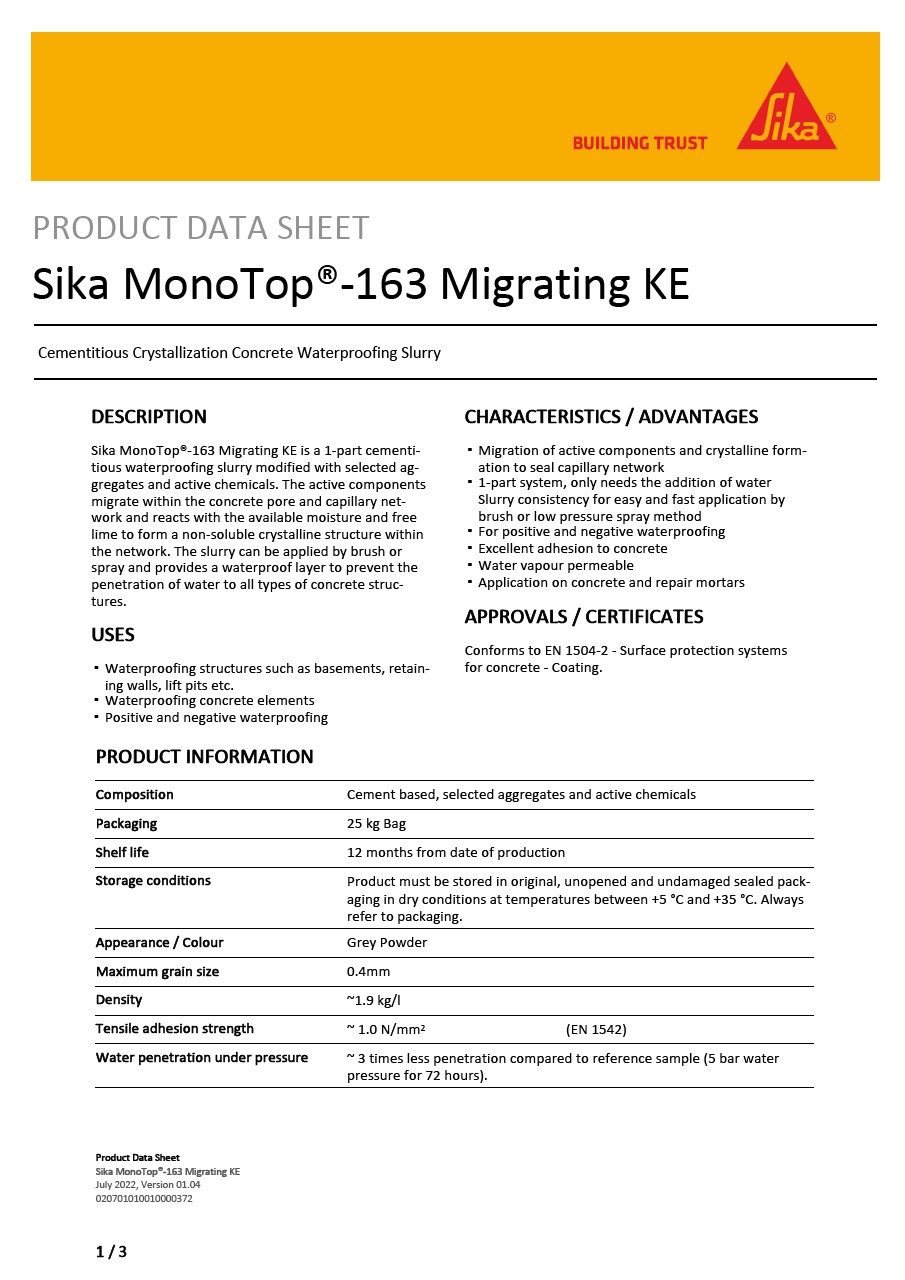 Sika MonoTop®-163 Migrating KE