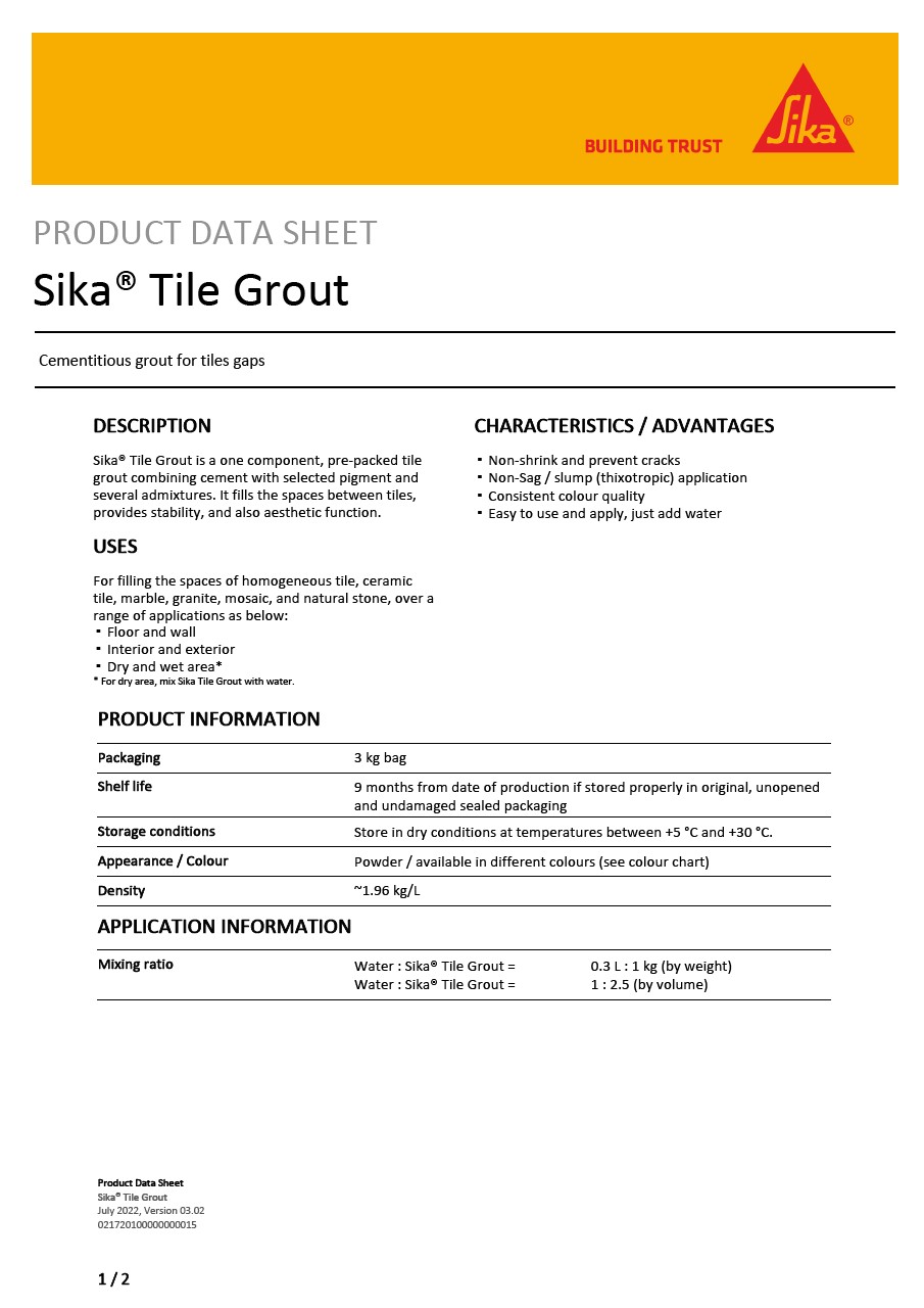 Product Data Sheets